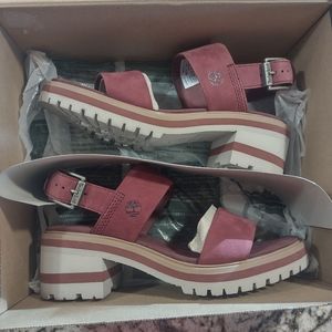 Timberland Women’s VIOLET MARSH 2-BAND SANDAL, Burgundy Nubuck SZ 8